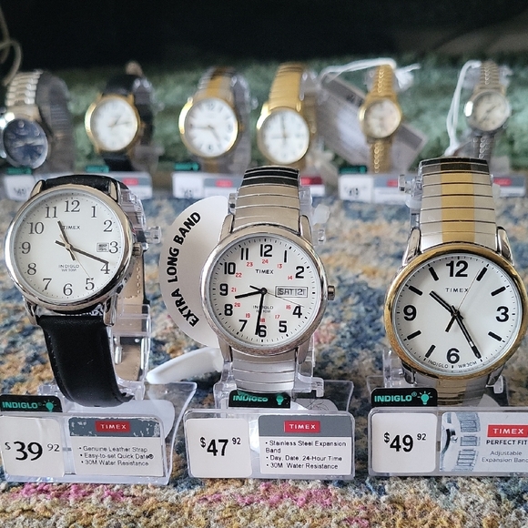 Timex Trio - Silver, Silver/Gold and Black Leather Strap Watches - Picture 1 of 1